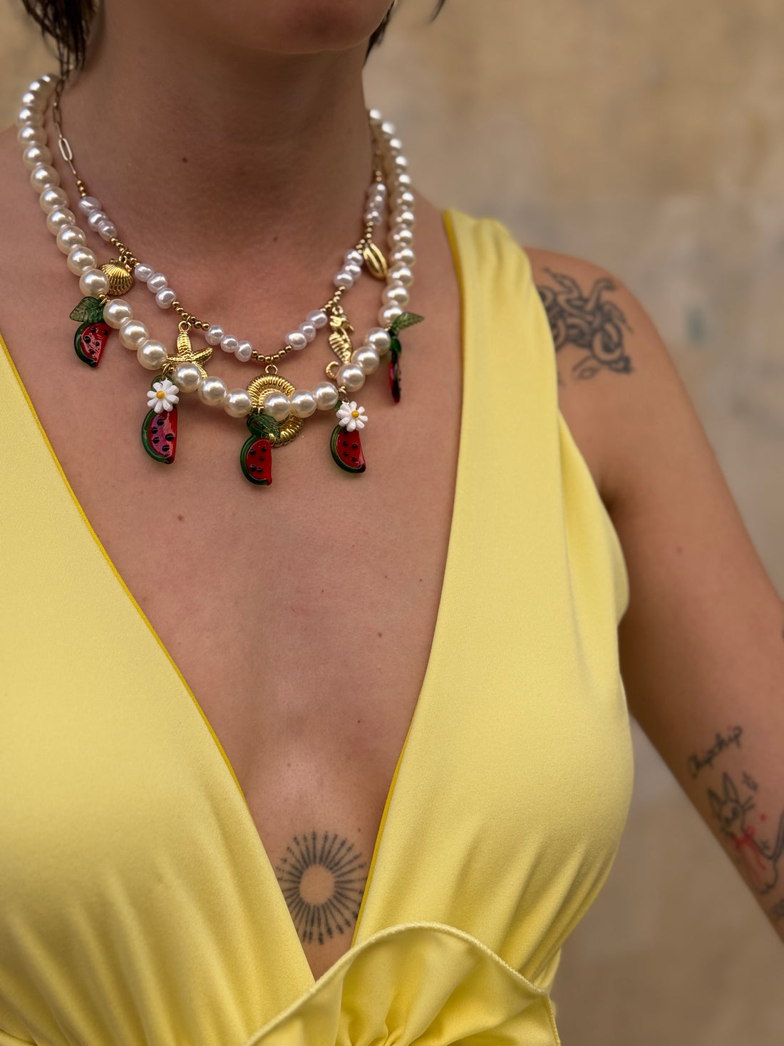 Collier perles et pastèques