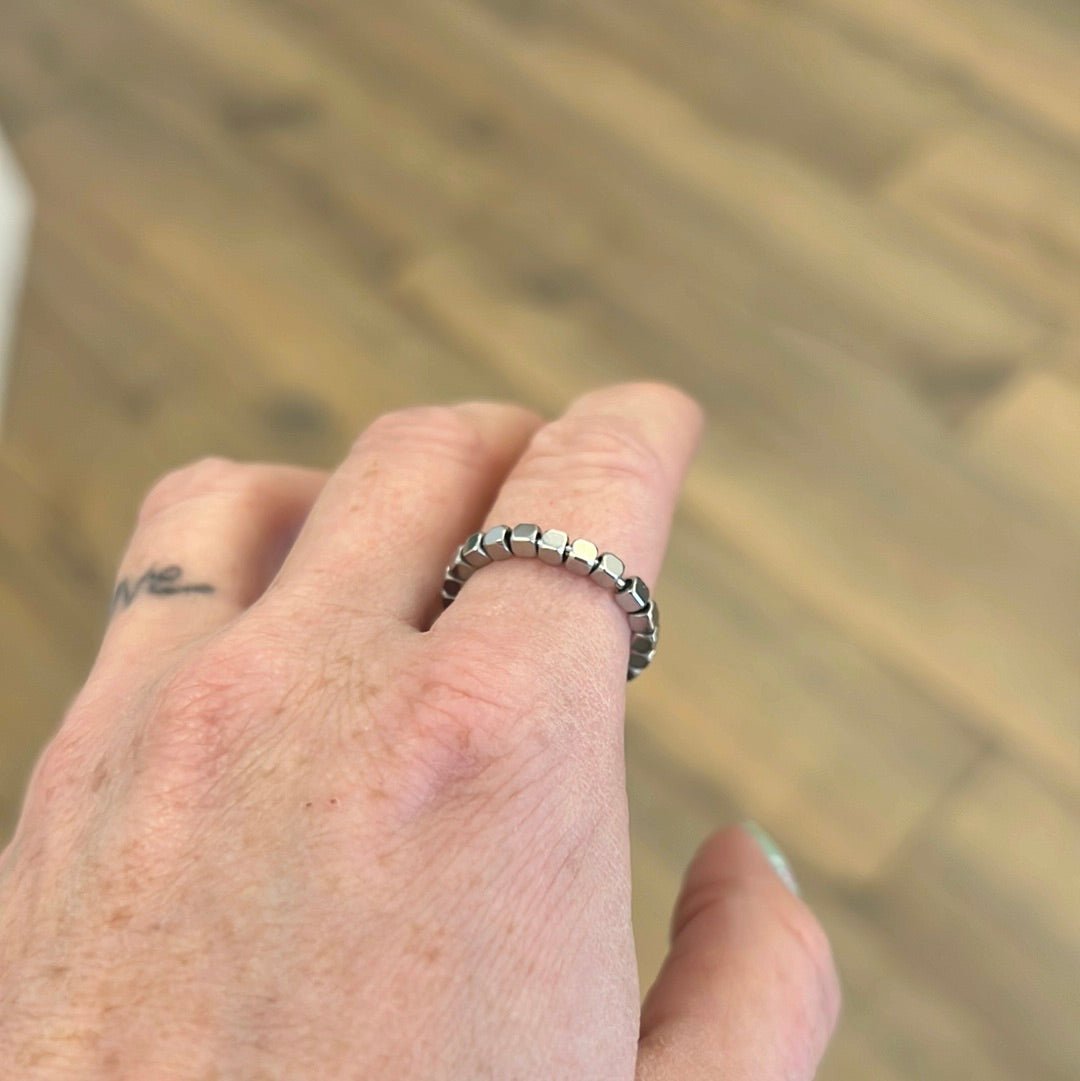 Bague argentée cube - Léone