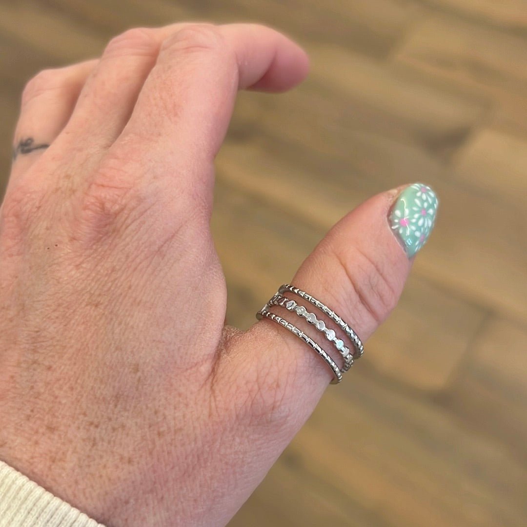 Bague argentée multi lignes - Léone