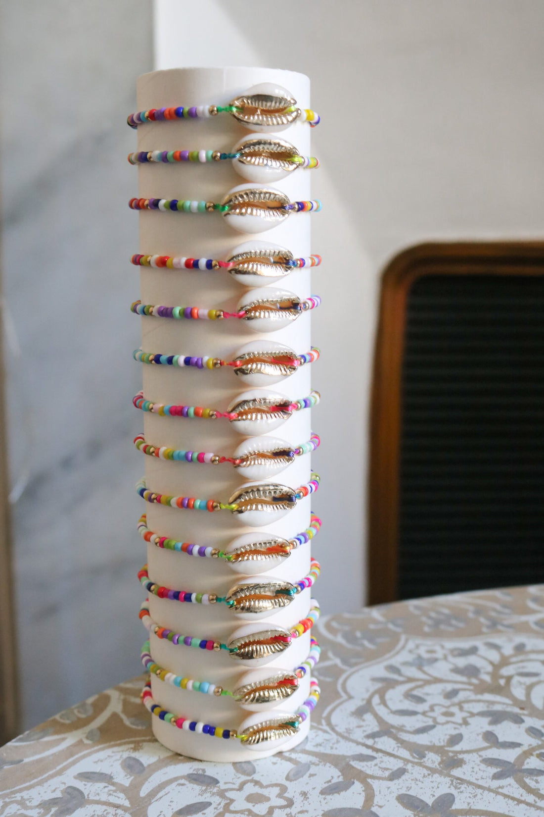 Bracelet réglable perle et coquillage - Léone