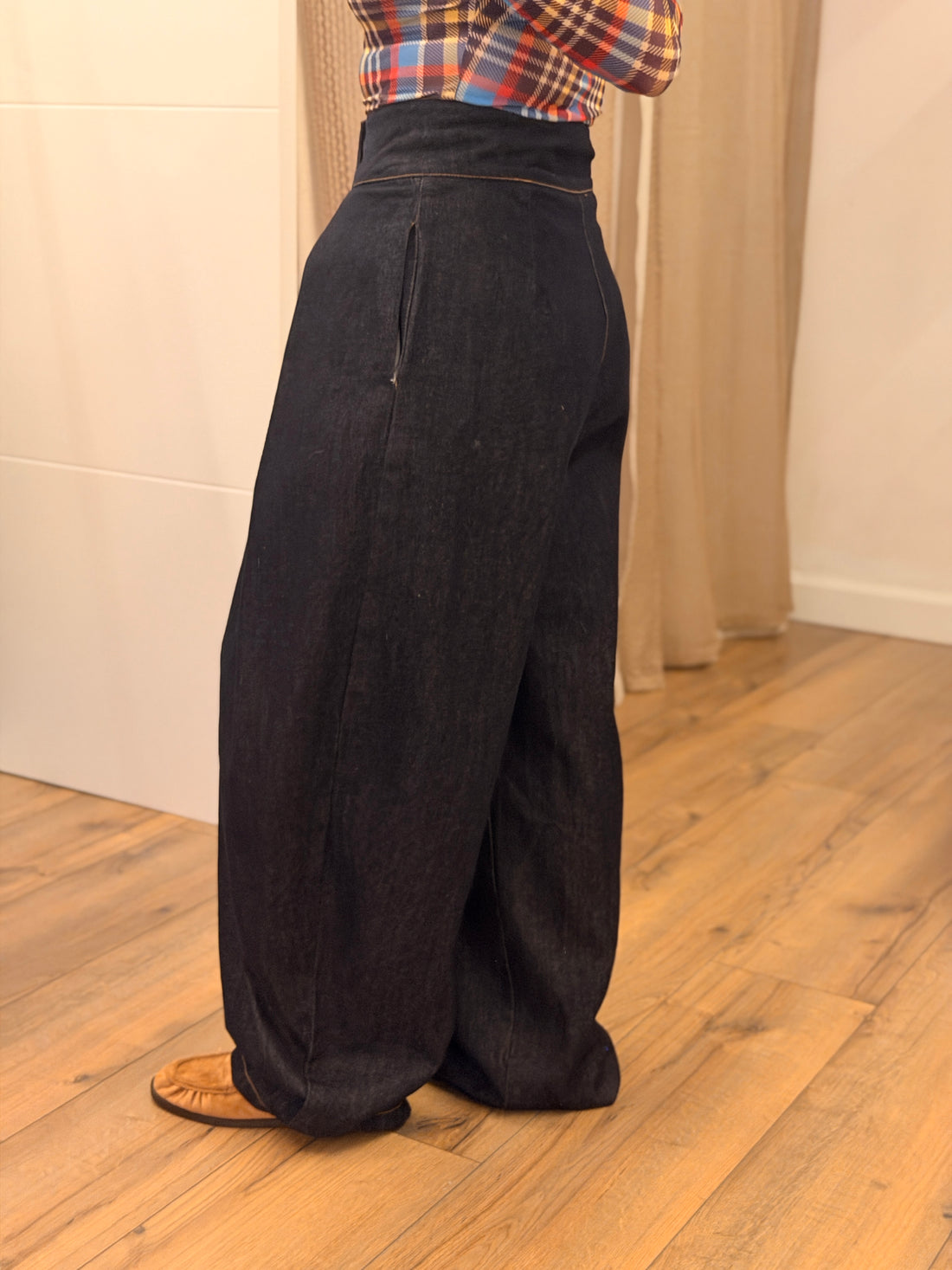 Jean taille haute ballon brut