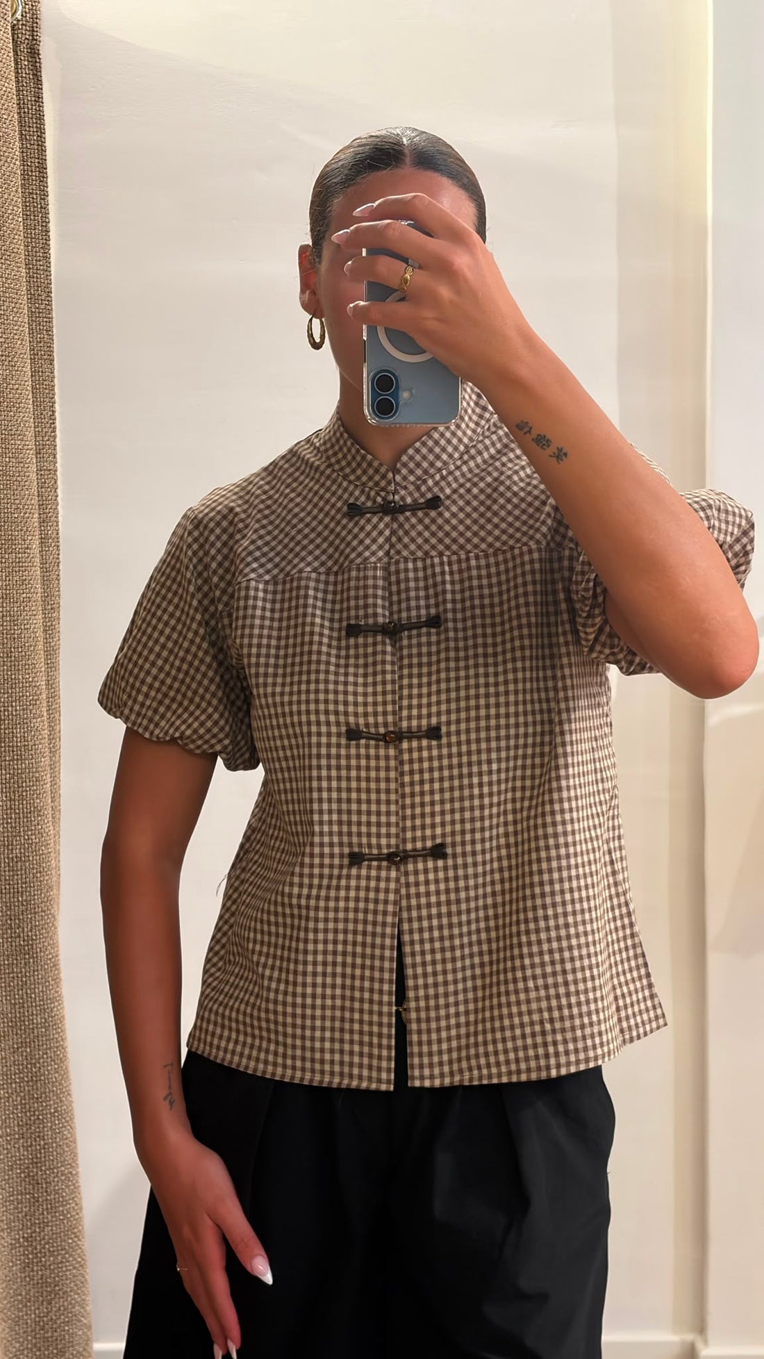Chemise vichy Kung marron