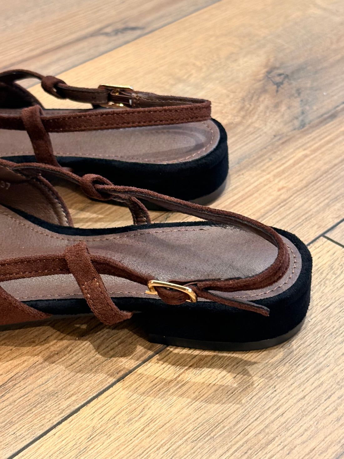 Slingback bicolores marron