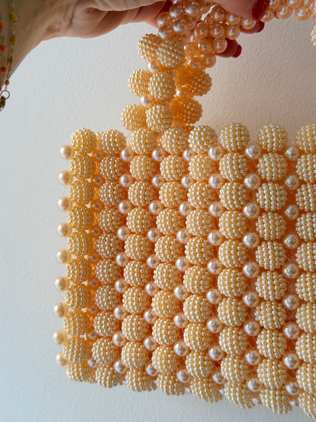 Petit sac en perles rosées