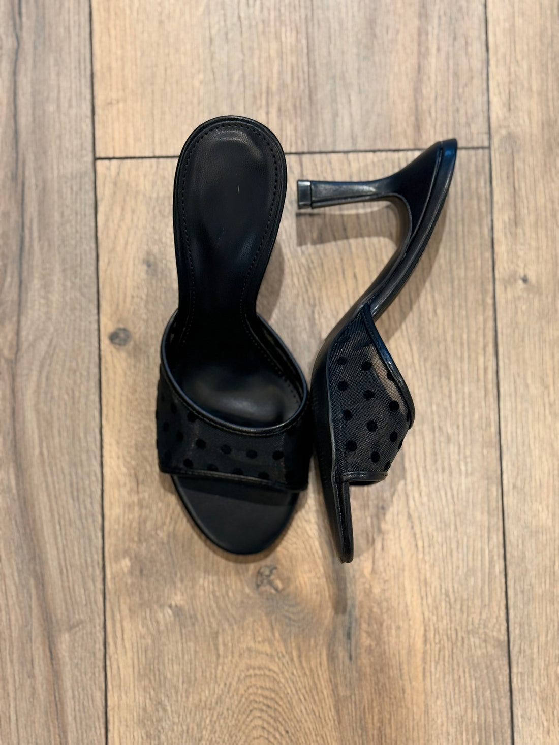 Mules a talon noir tulle