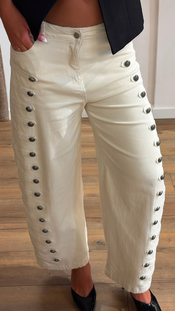 Jean attaches militaires écru