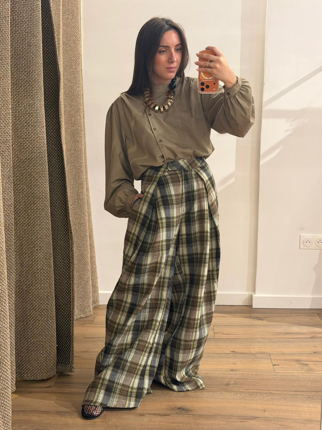Chemise croisée kaki