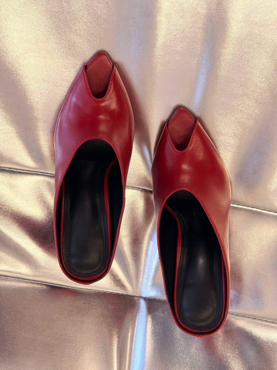 Mules rouges bout ouvert