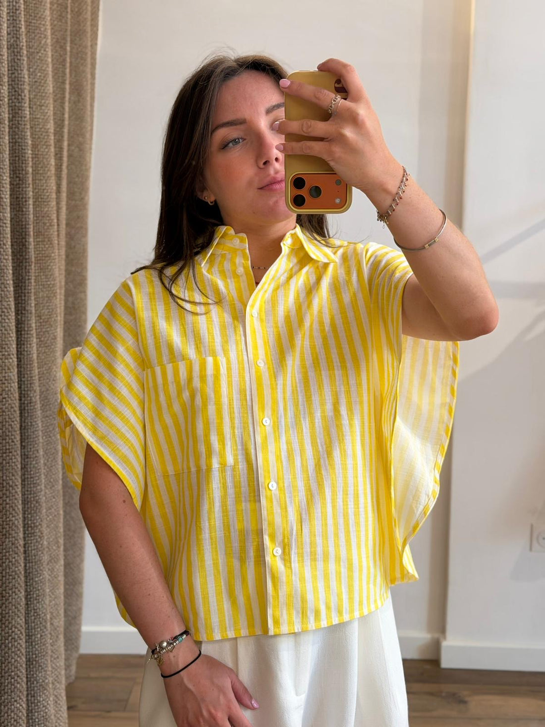 Chemise rayée jaune Noumea