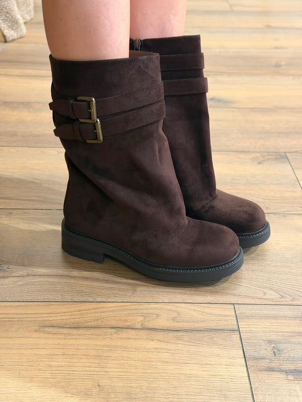 Bottes larges daim marron
