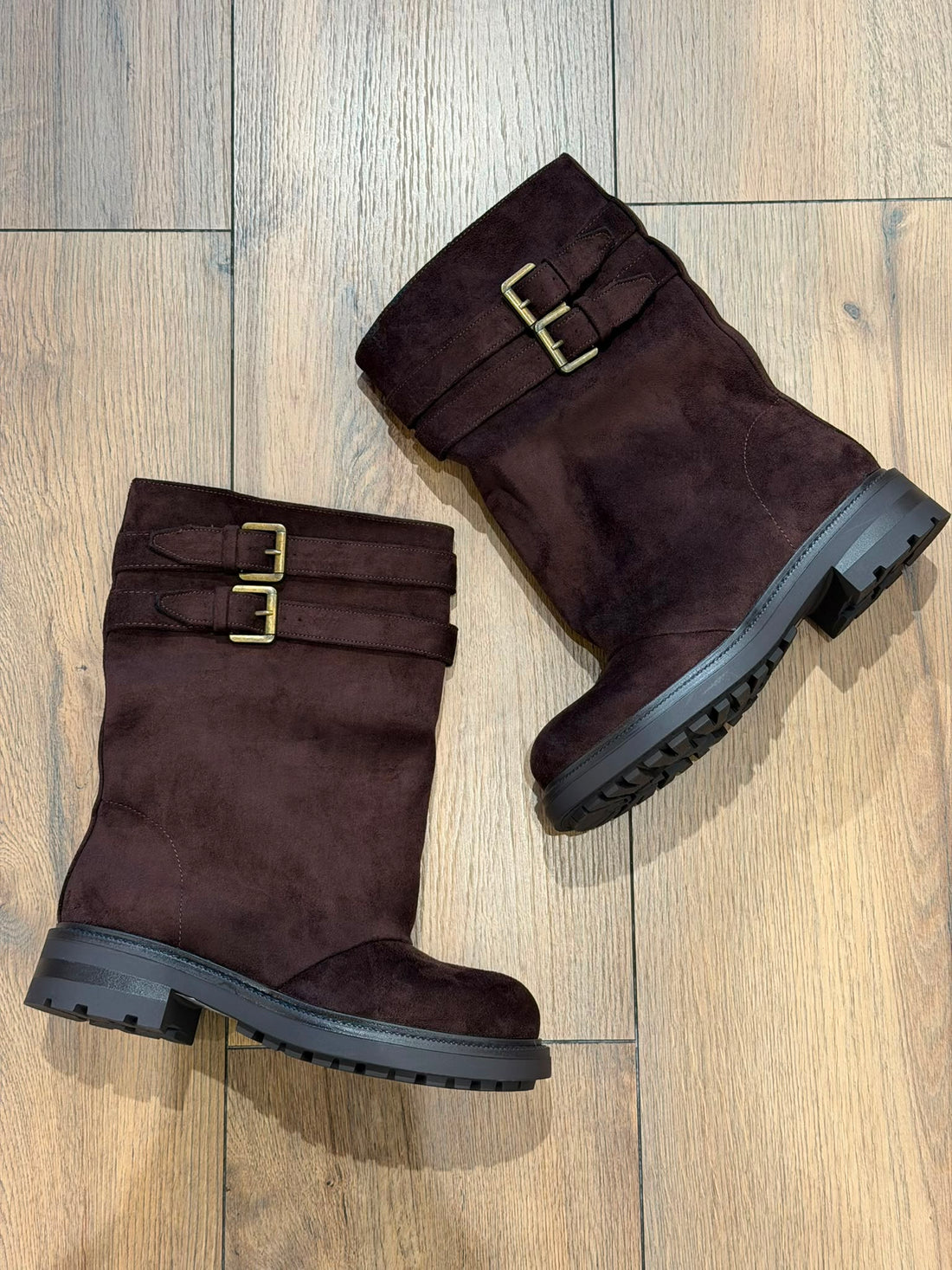 Bottes larges daim marron