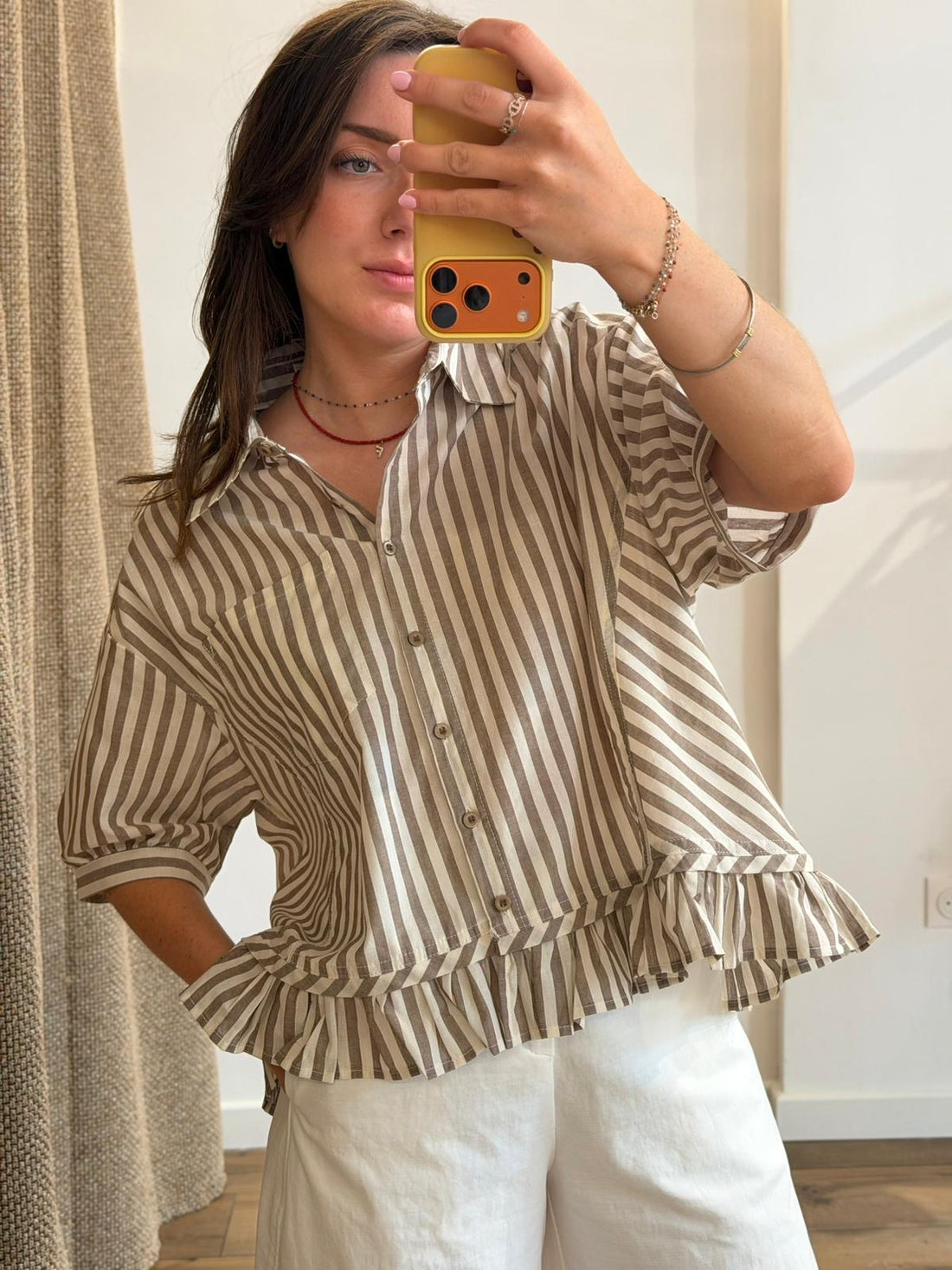 Chemise rayée marron Meive