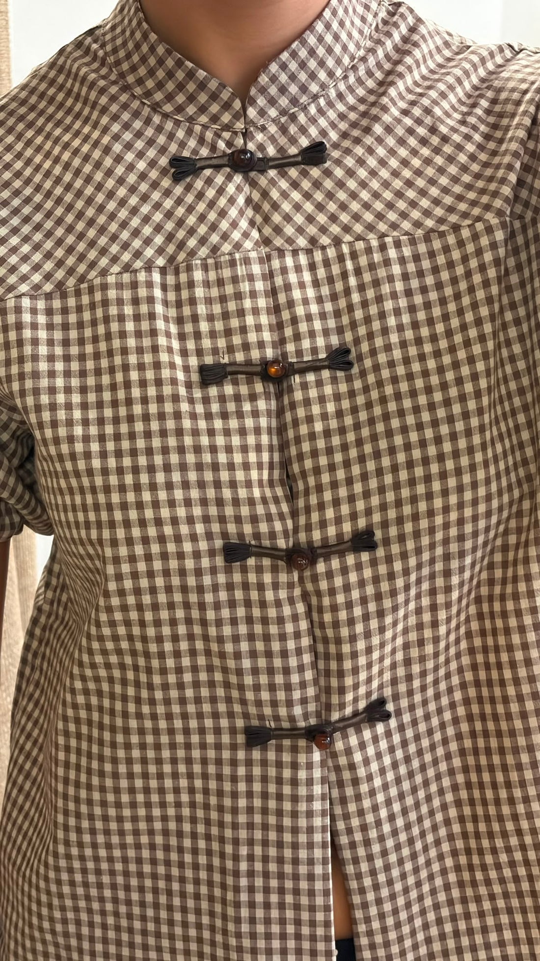 Chemise vichy Kung marron