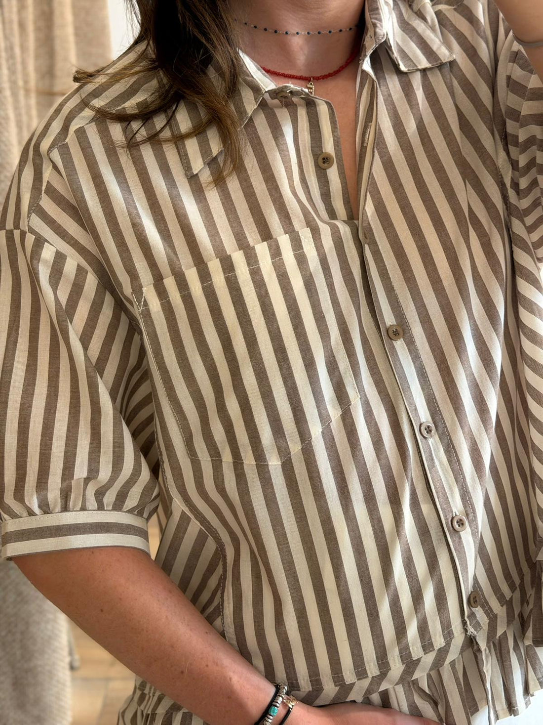 Chemise rayée marron Meive