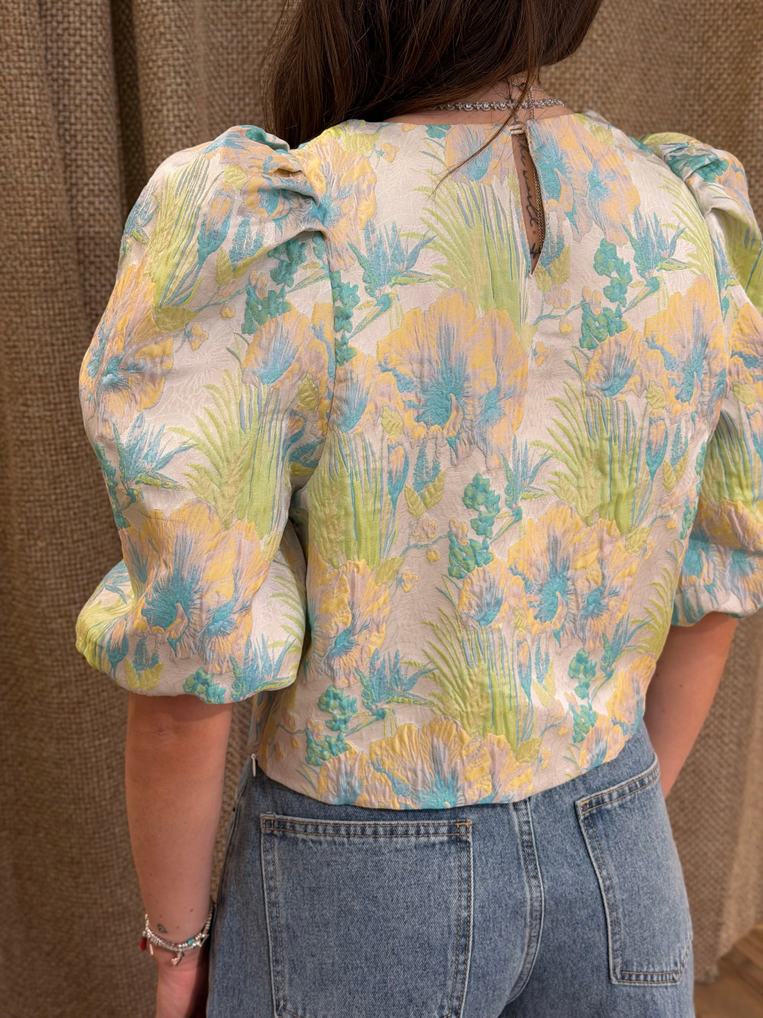 Top jacquard Brendan bleu