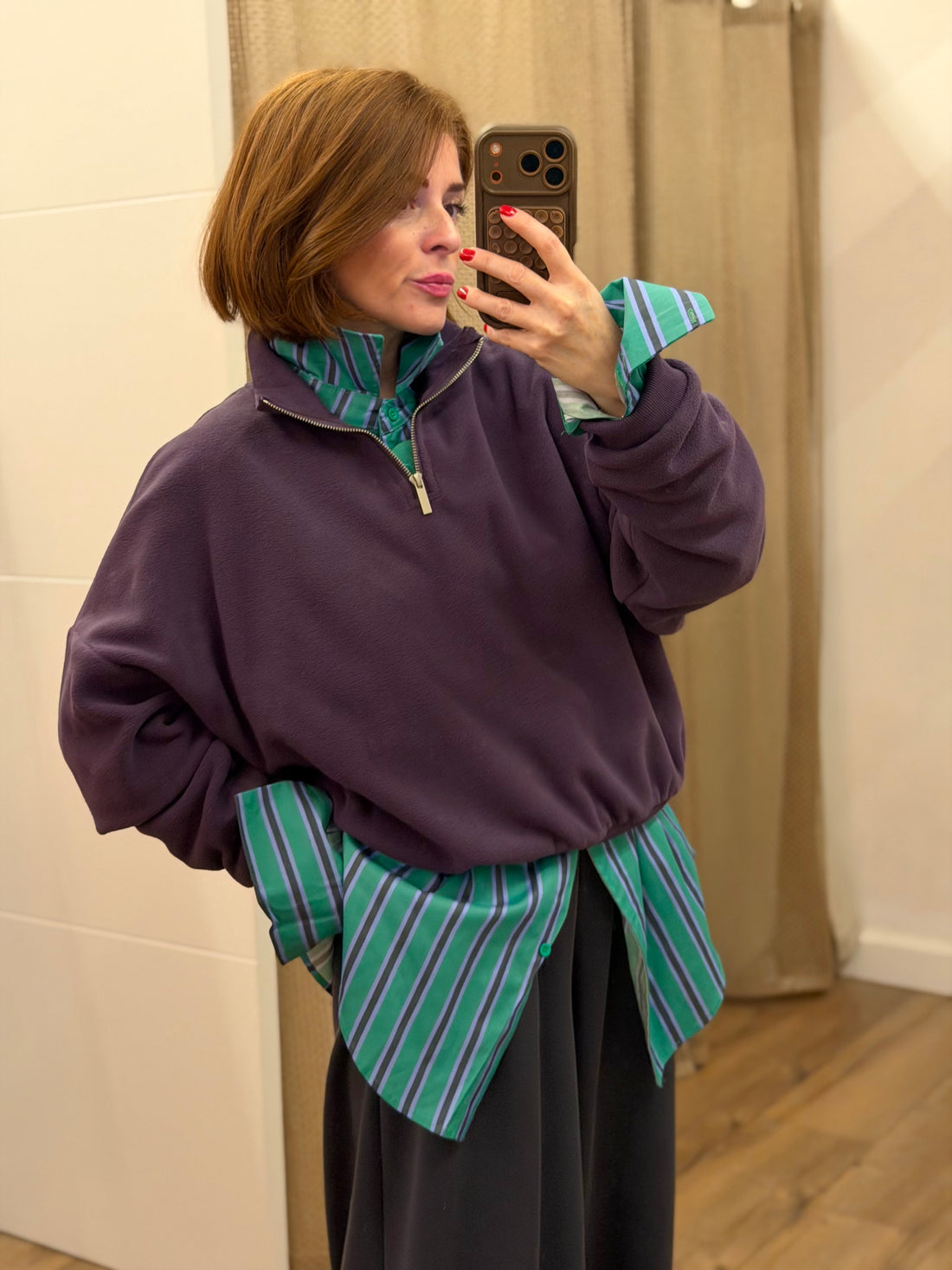 Chemise oversize rayée vert