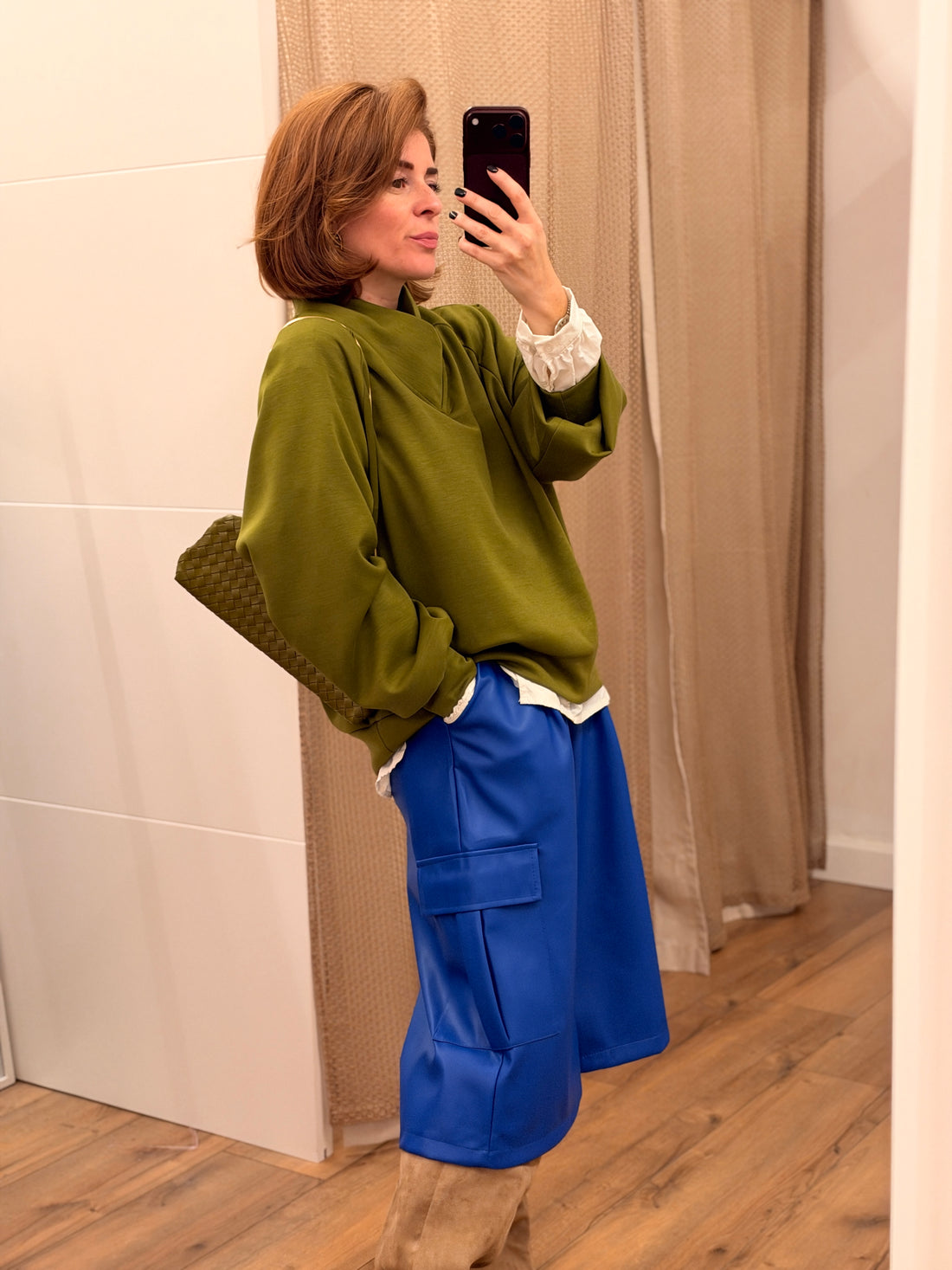Sweat col croisé olive