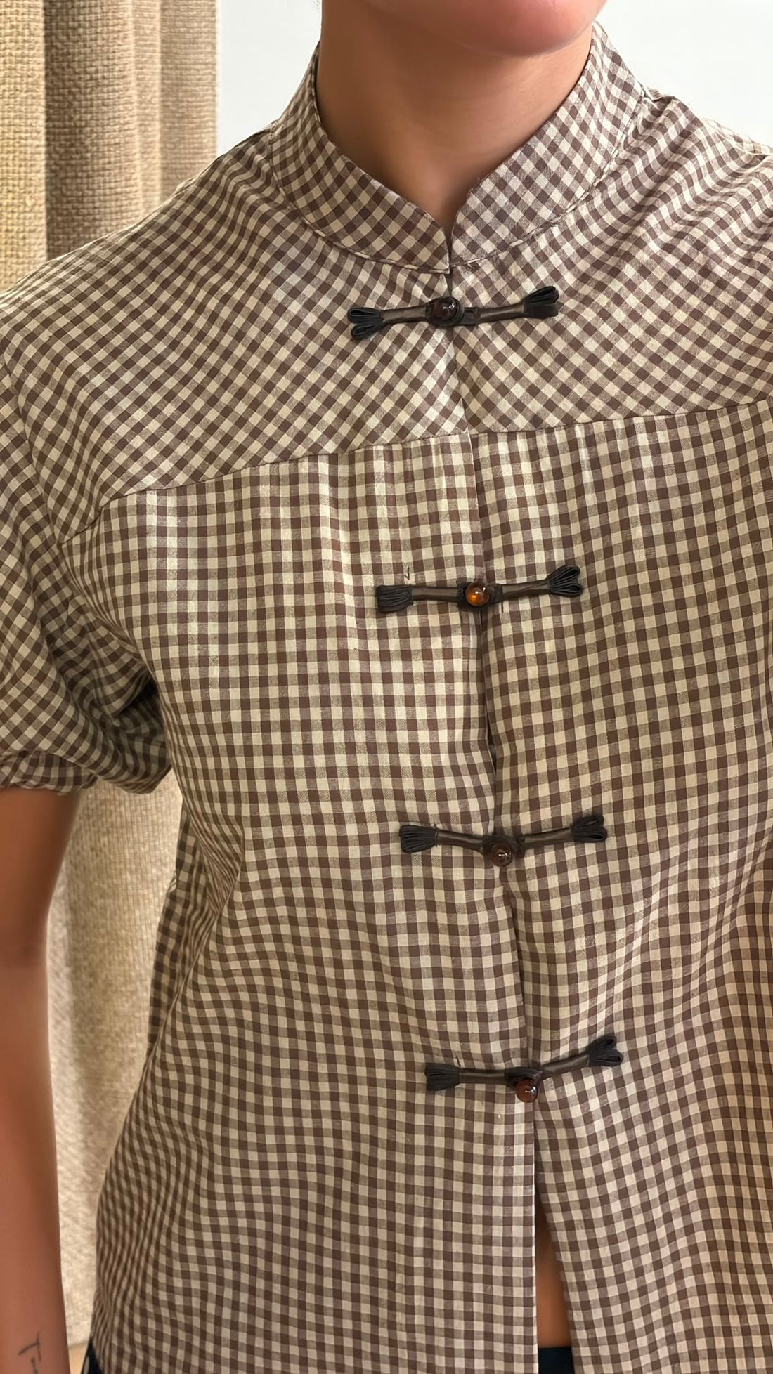 Chemise vichy Kung marron