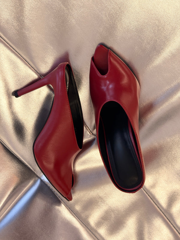 Mules rouges bout ouvert