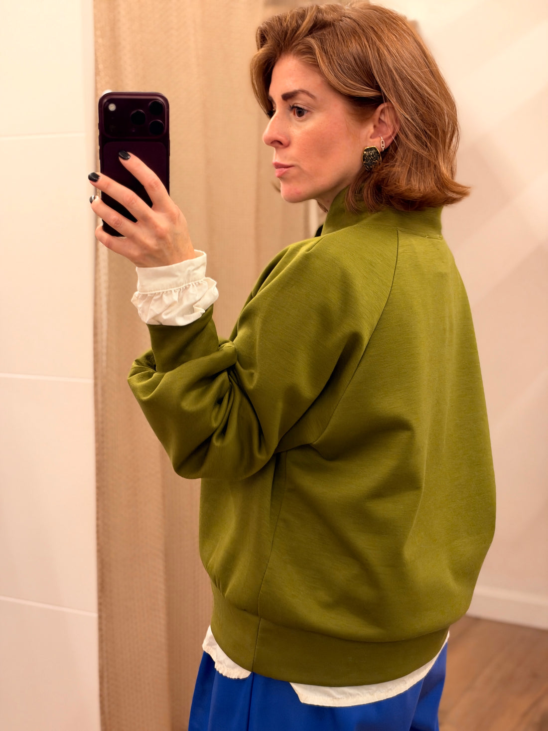Sweat col croisé olive