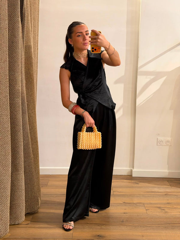 Ensemble noir dos dentelle