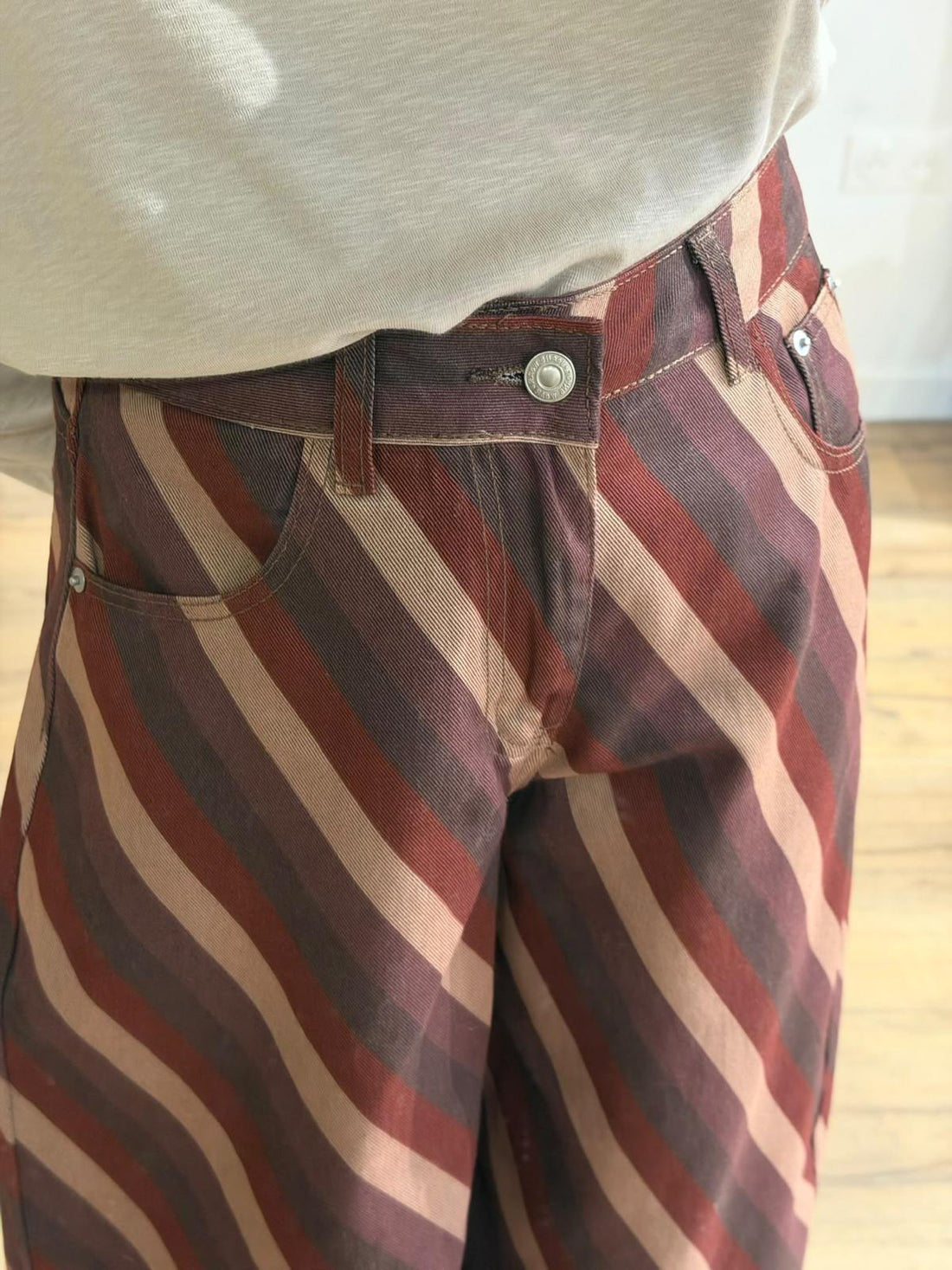 Pantalon ballon rayures biais