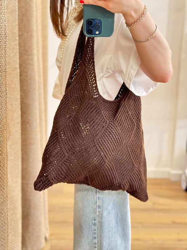 Sac en crochet chocolat