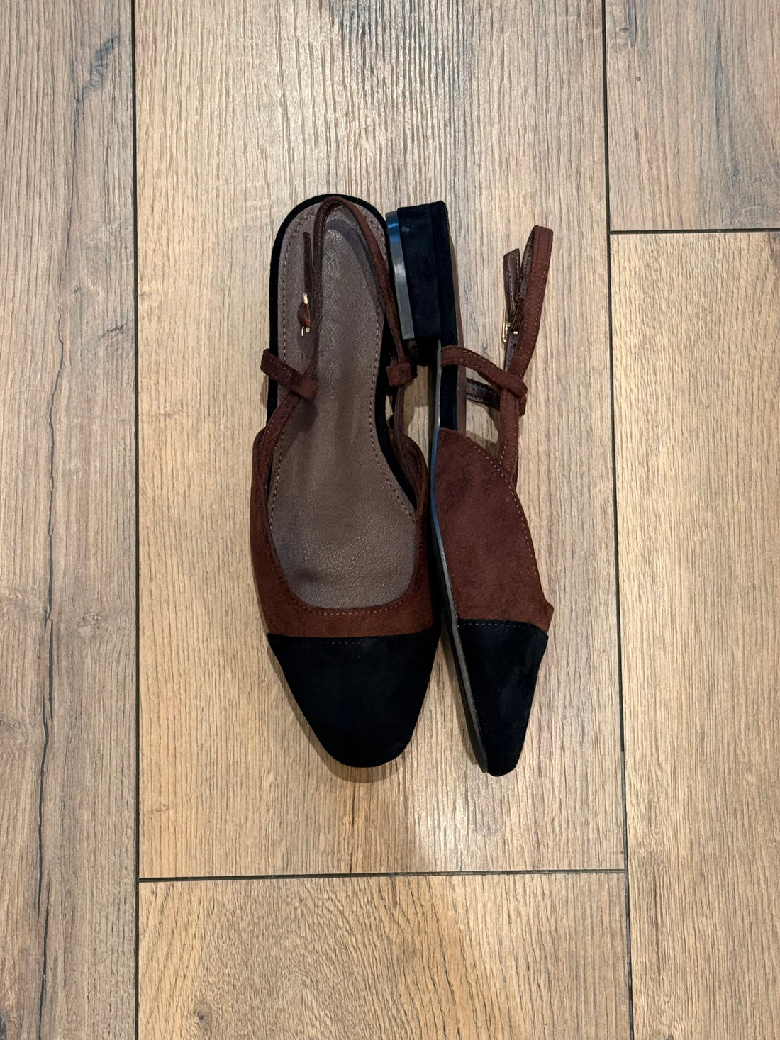 Slingback bicolores marron