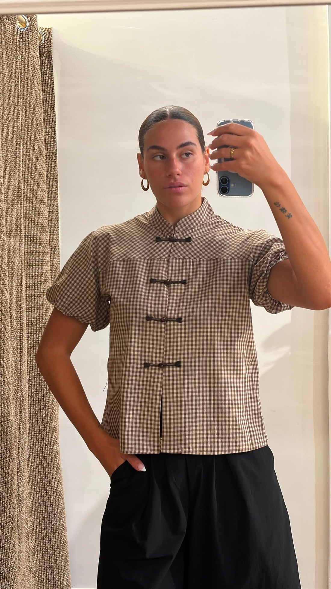 Chemise vichy Kung marron