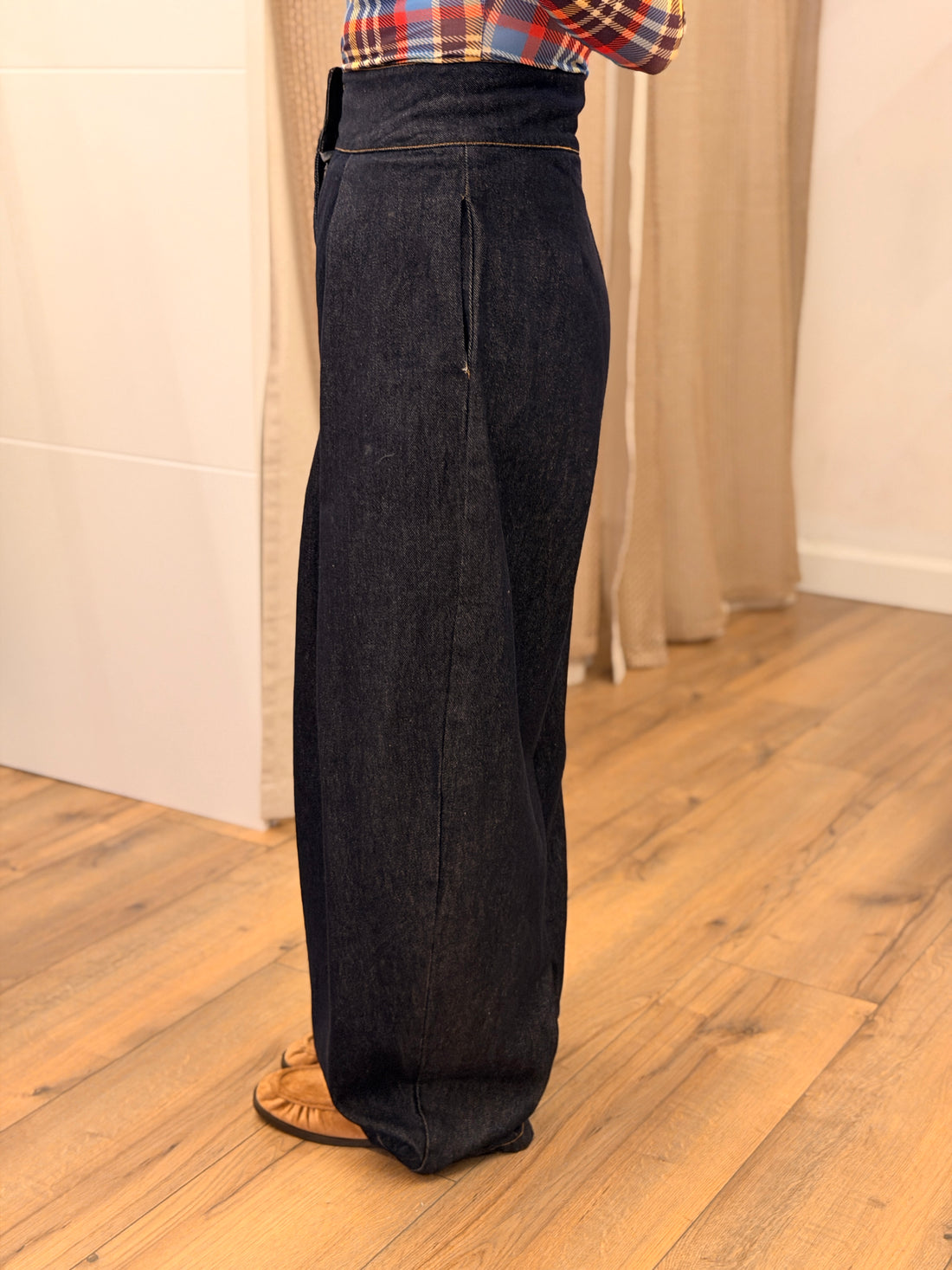 Jean taille haute ballon brut