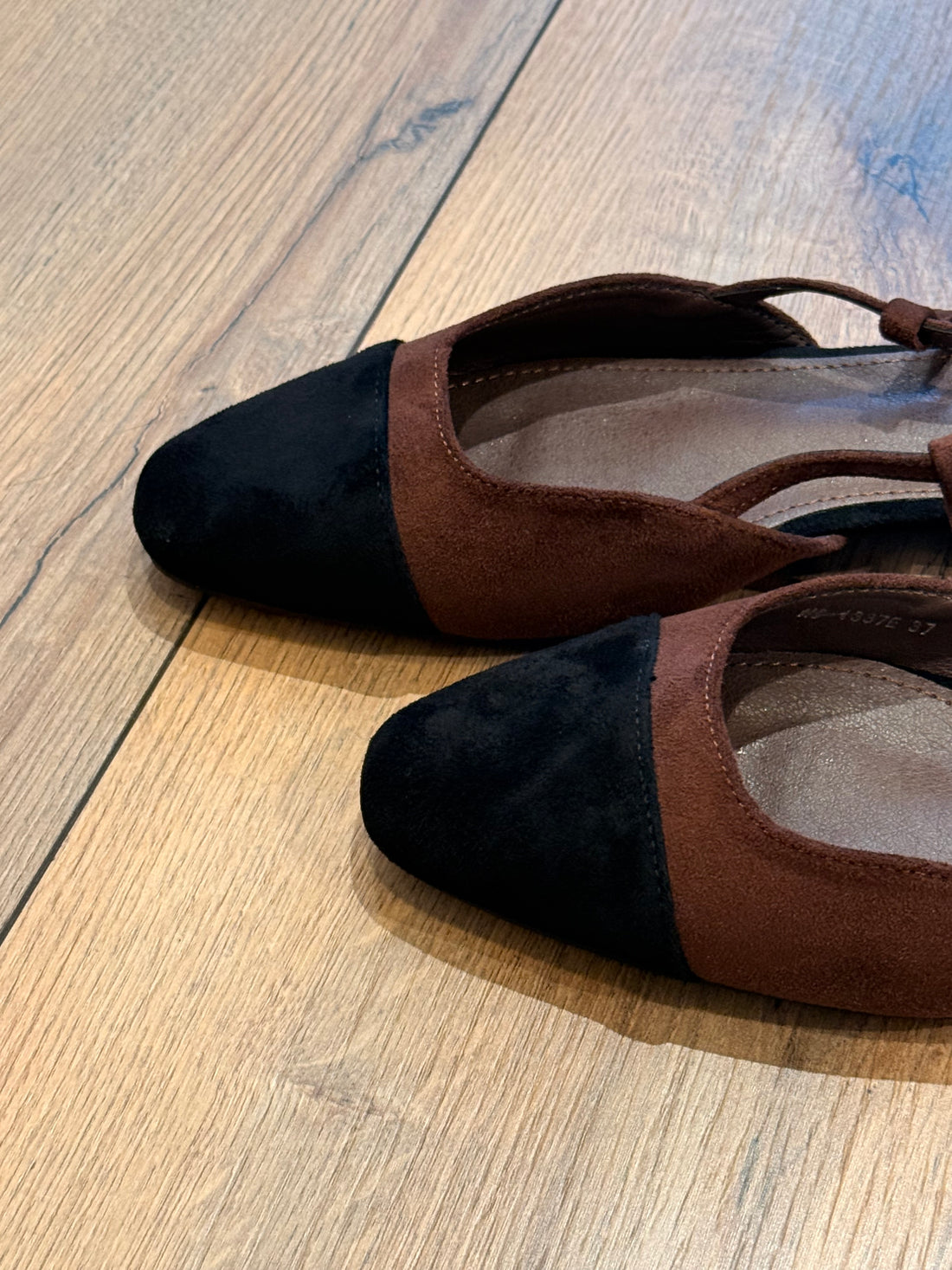 Slingback bicolores marron