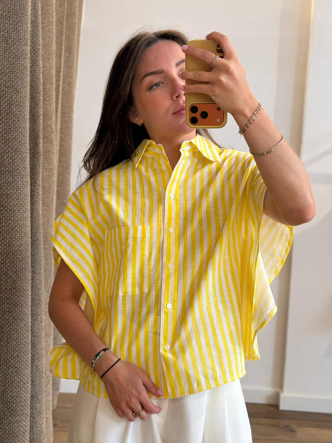 Chemise rayée jaune Noumea