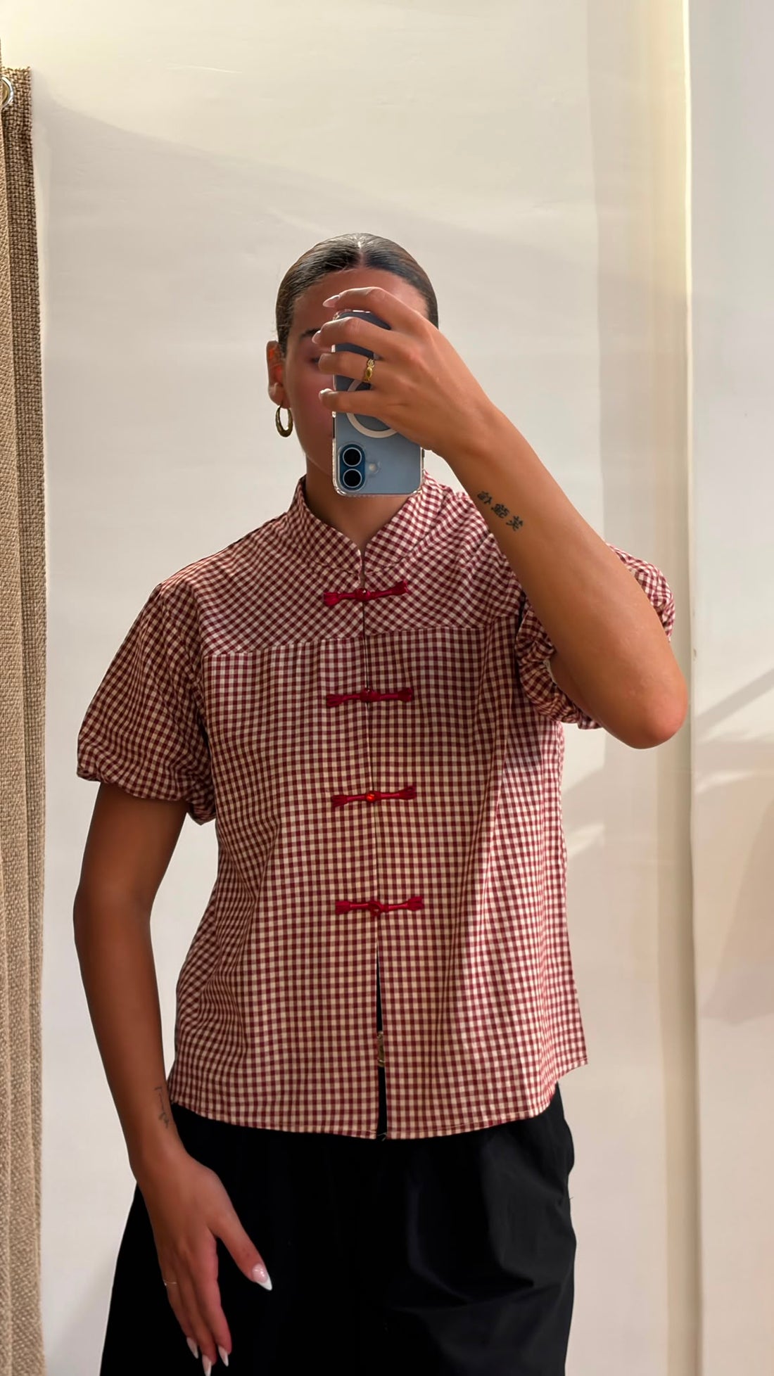 Chemise vichy Kung bordeaux