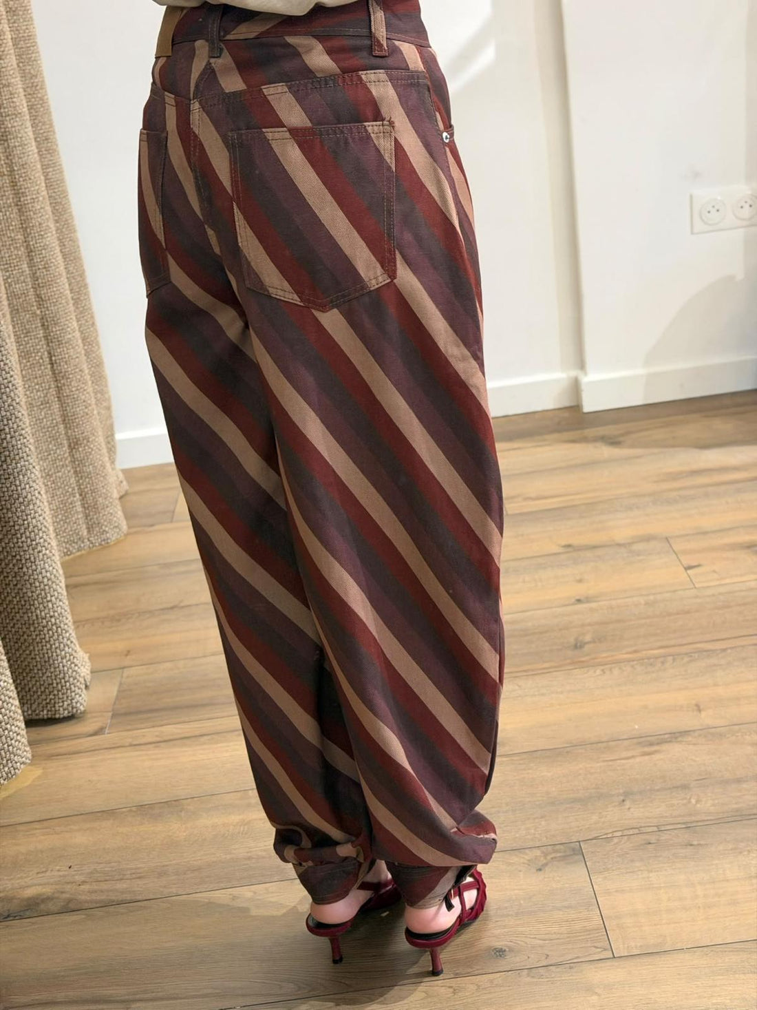 Pantalon ballon rayures biais
