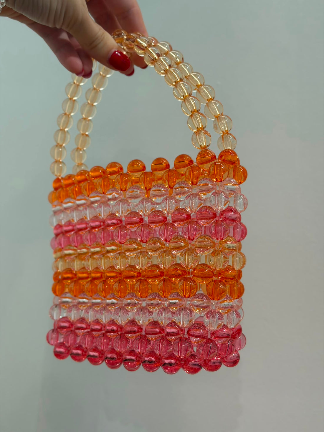Mini sac à main à perles roses