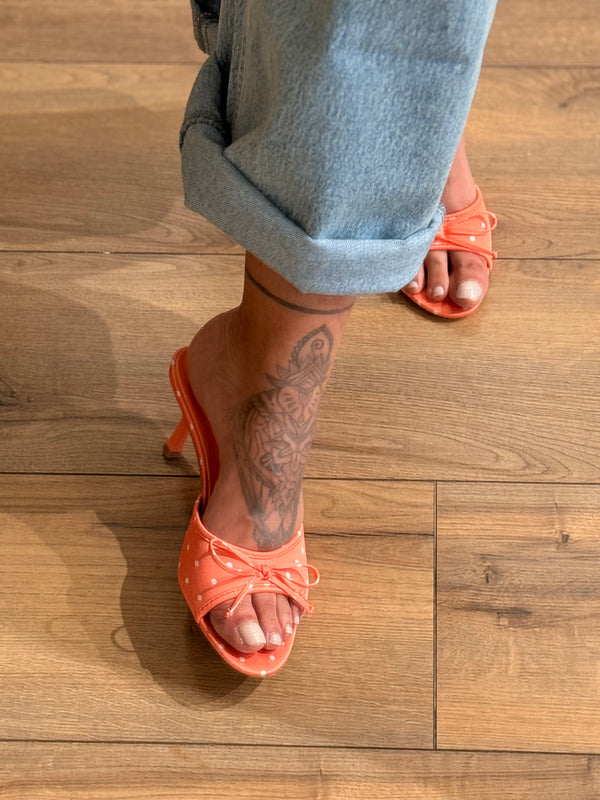 Mules a talon pois orange