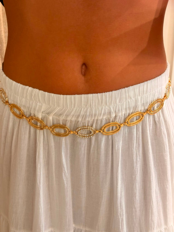 Ceinture dorée ovale et strass