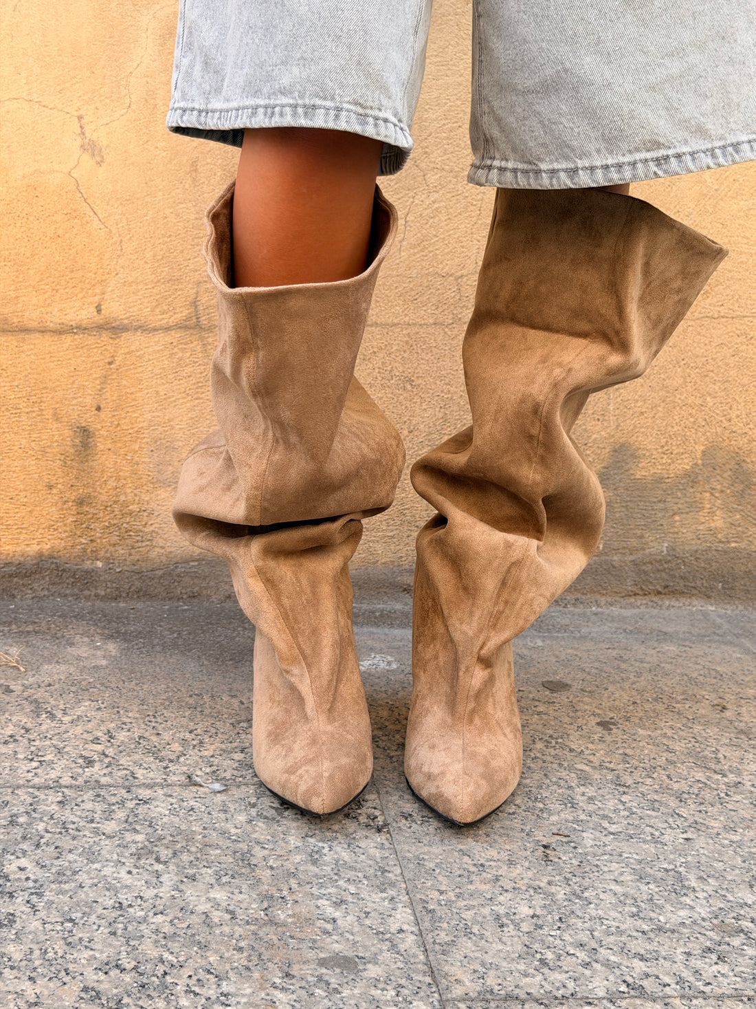 Bottes compensées beiges