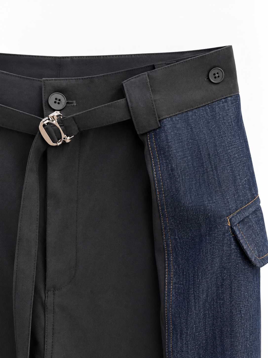 Pantalon bicolore gris bleu