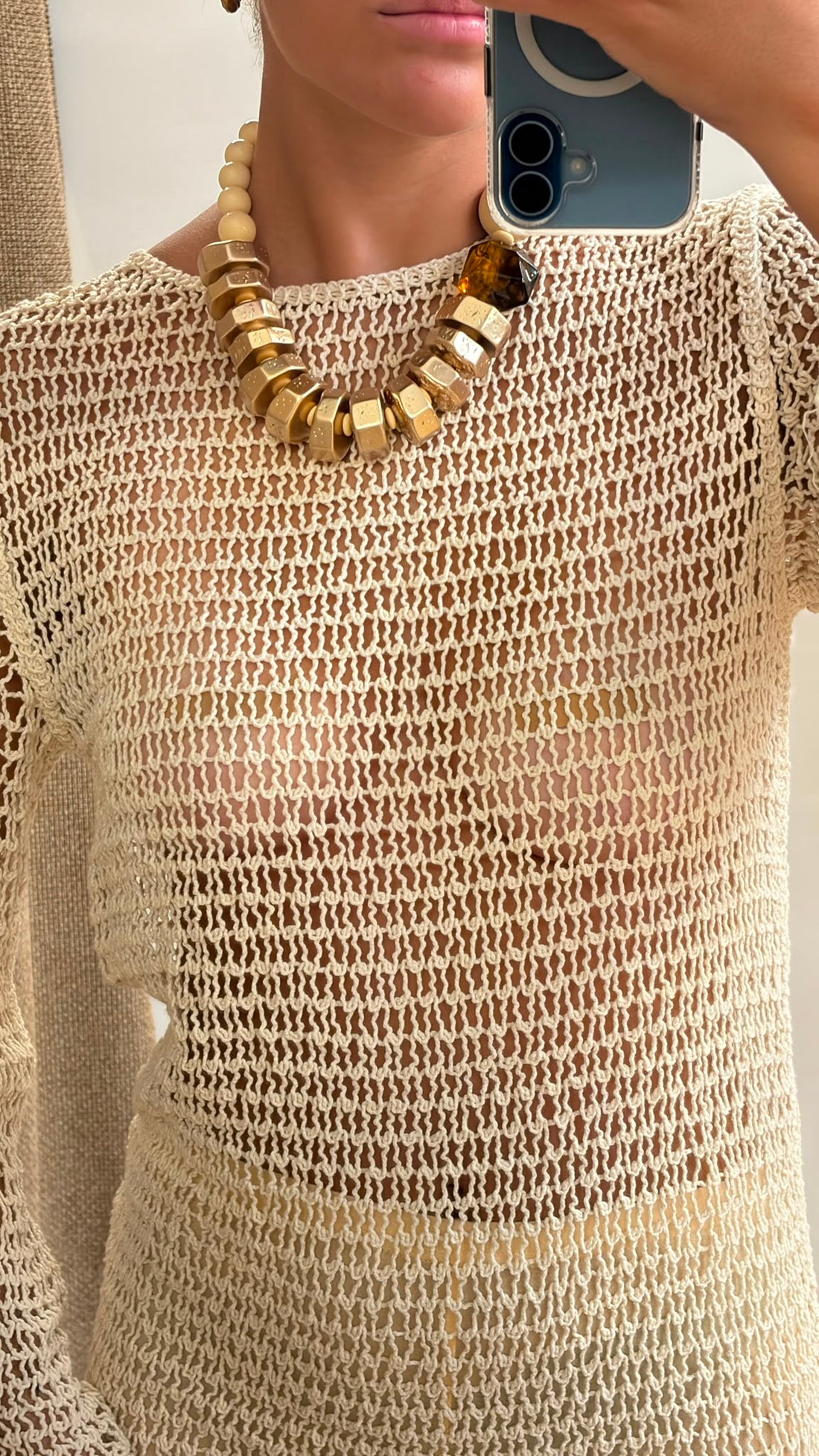 Robe en crochet Janice beige