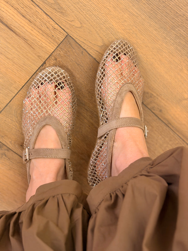 Ballerines résille fine beige