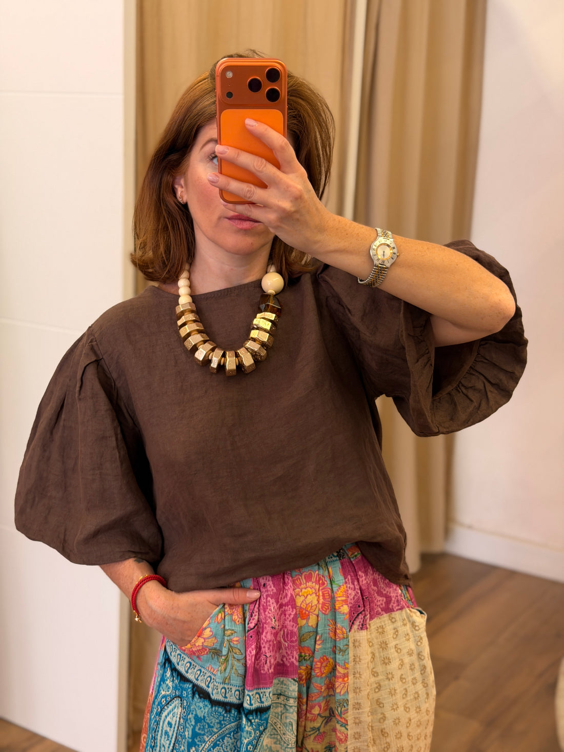 Blouse en lin marron Rilène
