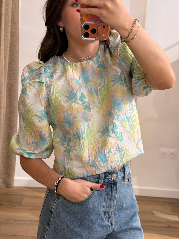 Top jacquard Brendan bleu