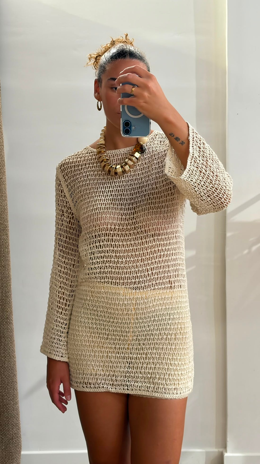 Robe en crochet Janice beige