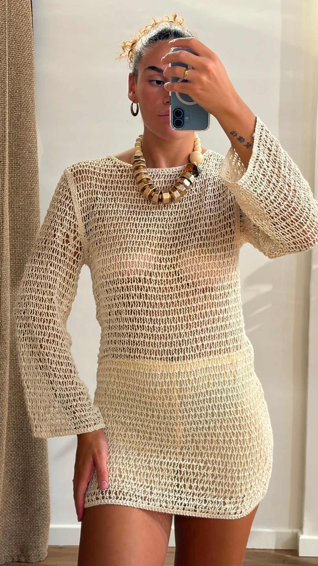Robe en crochet Janice beige