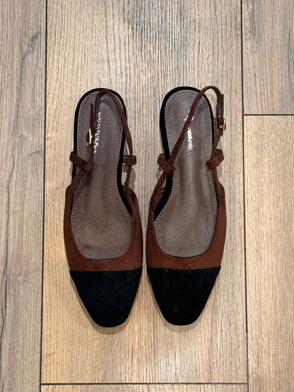 Slingback bicolores marron