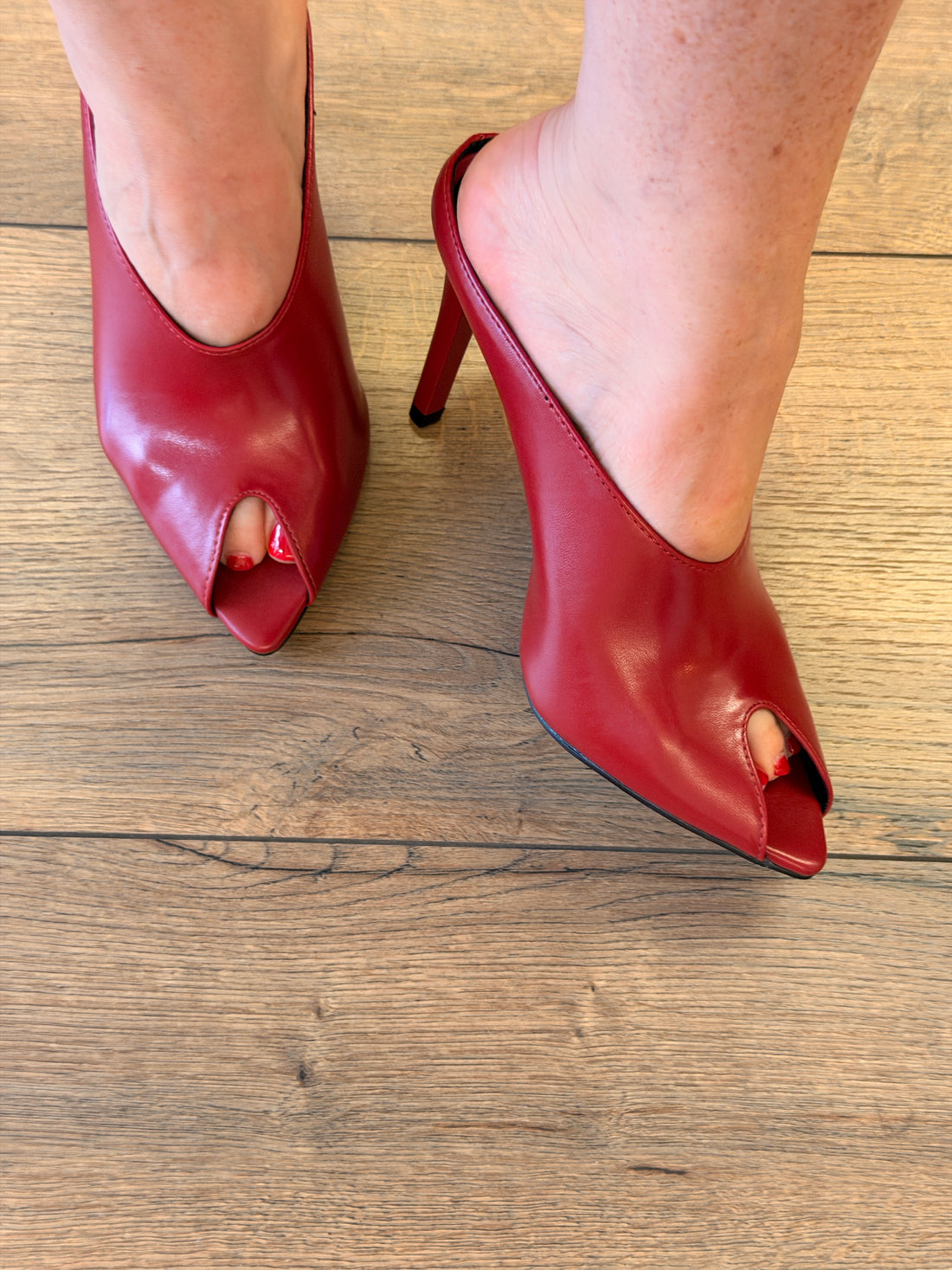 Mules rouges bout ouvert