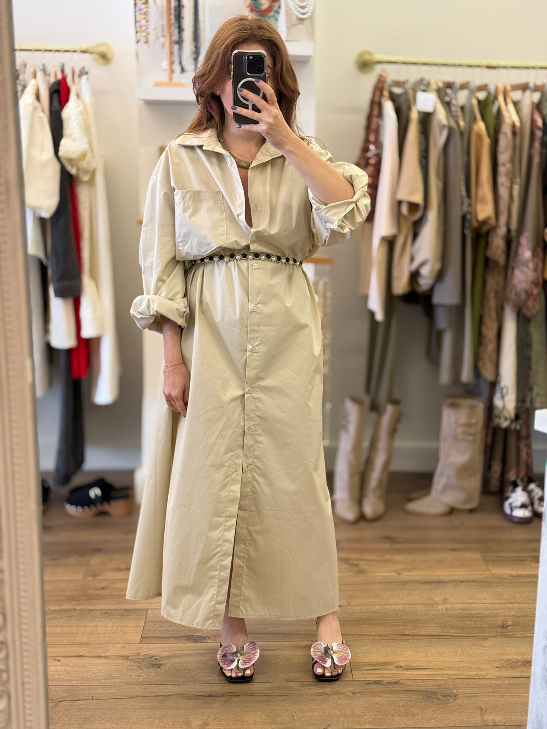 Robe chemise Lauria beige