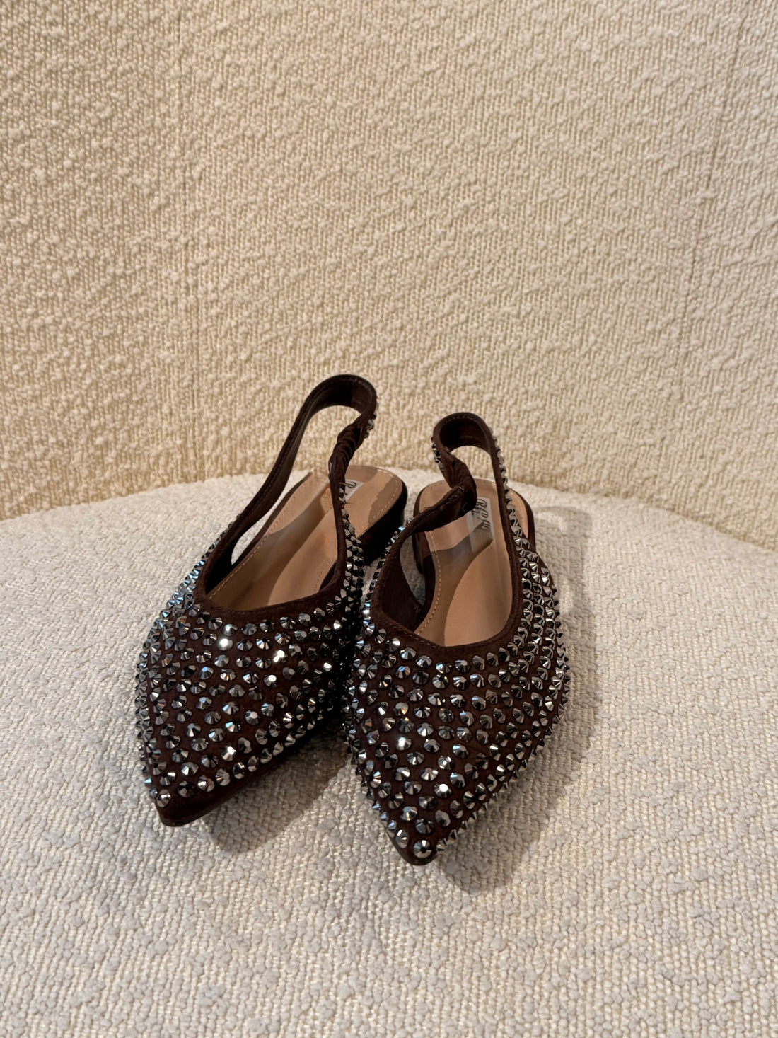 Slingback à strass marron