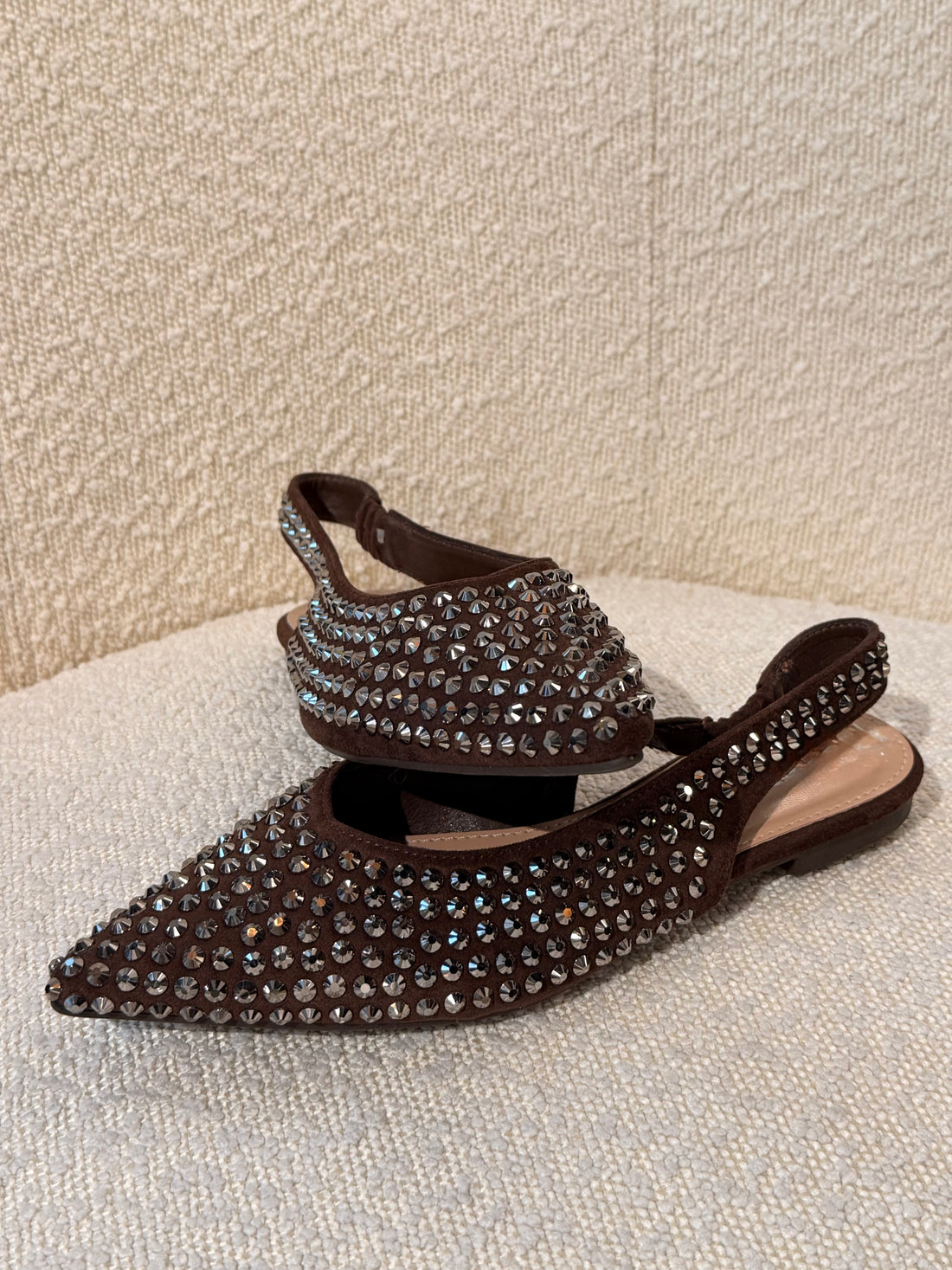 Slingback à strass marron